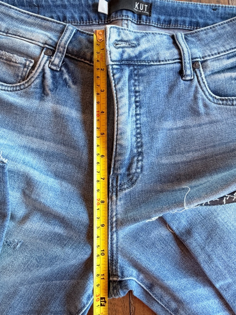 Kut From The Kloth Reese High Rise Straight Leg Jeans Size 8 Distressed Raw Hem - Picture 8 of 9